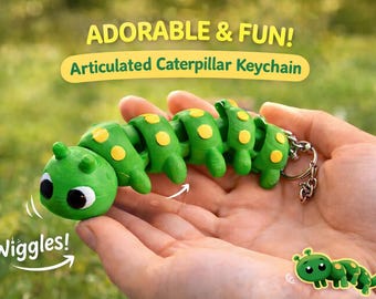 Caterpillar Keychain, 3D Printed Fidget Toy, Sensory Backpack Charm