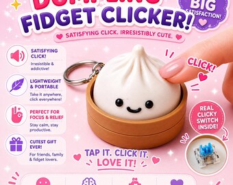 Porte-clés clicker Dumpling Fidget | Jouet mécanique à interrupteur à clavier (imprimé en 3D)