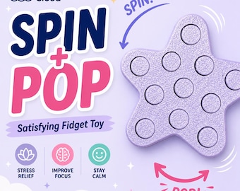 Fidget Spinner Toy, Pop Fidget Toy, Anxiety Stress Relief Toy, Sensory Fidget, Desk Fidget for Adults, ADHD Fidget Toy