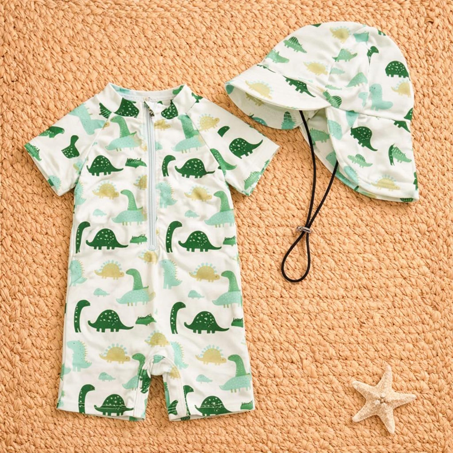 Baby Boy Rash Guard Swimsuit Set | Animal Print UPF Sun Protection (0 ...