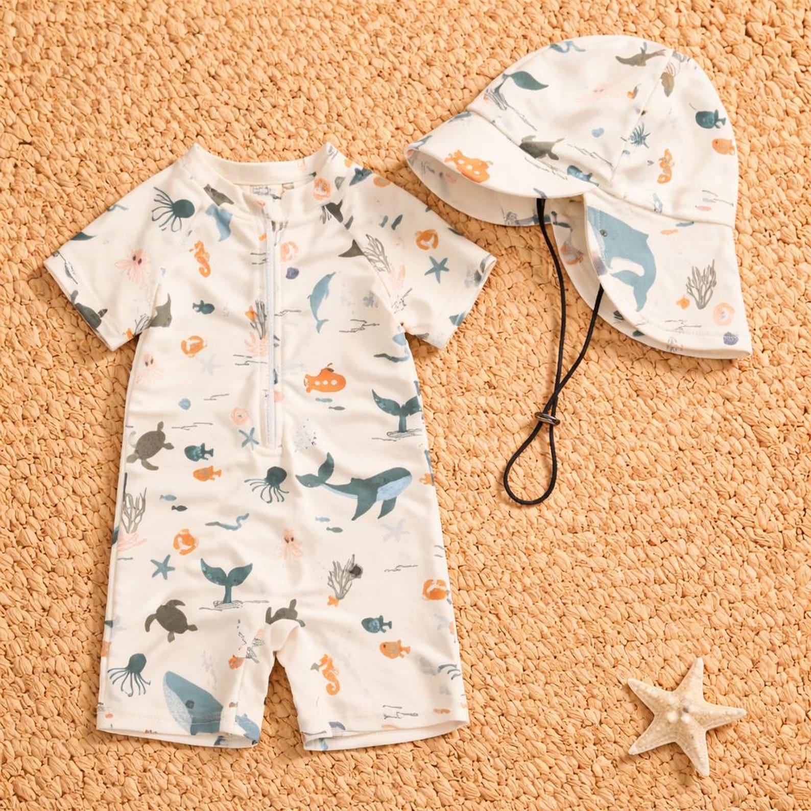 Baby Boy Rash Guard Swimsuit Set | Animal Print UPF Sun Protection (0 ...