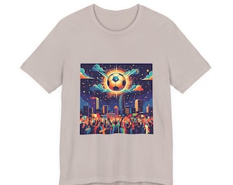 Soccer Stadium Night Crowd Tee | Soccer Ball Meteor Over City
