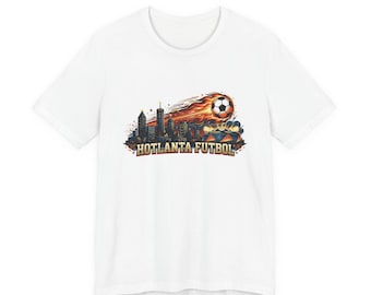 Hotlanta Futbol Flaming Soccer Ball T-Shirt | Atlanta Skyline Soccer Tee