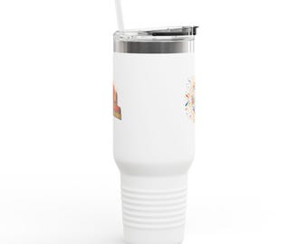Taza de viaje con mosaico de globo terráqueo colorido / Vaso térmico de 40 oz