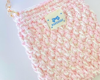 Crochet Phone Crossbody Bag, Handmade Cotton Kawaii Bag, Small Purse Gift for Her