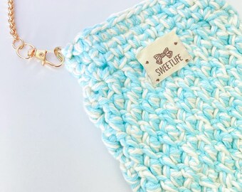 Crochet Phone Crossbody Bag, Handmade Cotton Kawaii Bag, Small Purse Gift for Her