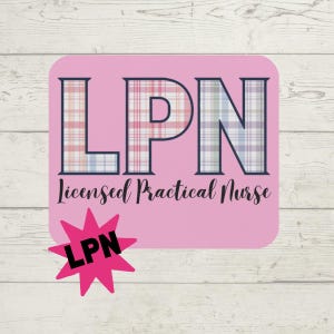 LPN Licensed Practical Nurse Mouse Pad | Pink Plaid Nursing Desk Mat