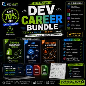 Dev Career Bundle | Shopify API DevOps Bug Fixing Roadmaps | Beginner to Expert Coding Career Guide PDF | Freelance Developer Kit image 3
