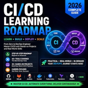 Roadmap di apprendimento DevOps 2026 / Guida al percorso di carriera CI/CD / Piano di apprendimento Docker, Kubernetes e AWS / Download digitale