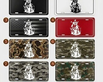 Hunting Dog License Plate, Camo Retriever Vanity Tag, Aluminum Front Car Plate, Bird Hunting Truck Decor, Hunter Gift