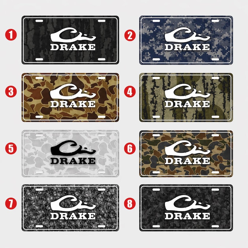 Drake Camo License Plate, Duck Hunting Car Tag, 12x6 Aluminum Vanity Plate, Outdoor Truck Decor Gift for Waterfowl Hunter image 1