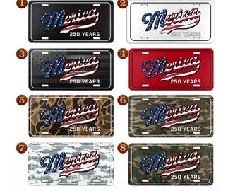 American 250 Years License Plate, Patriotic American Flag Vanity Car Tag, USA Camo Aluminum Auto Plate 12x6 Inch