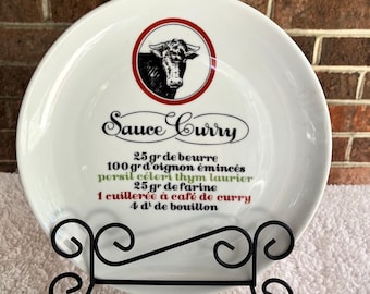 1 Jacques Lobjoy French Recipe Plate 9.5” Porcelaine d’Auteuil  Sauce Curry