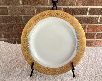 Hutshenruether Selb Bavaria Porcelain Plate - 22k Trim Artist Signed Nov 1927 MC Schmadel