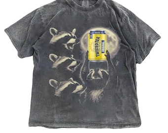 Funny Raccoon Twisted Tea Shirt, Funny Meme Animal Graphic Tee, Vintage Washed Oversized T-Shirt, Viral TikTok Streetwear, Unisex Gift