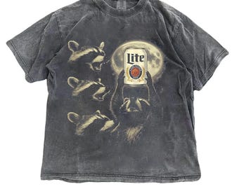 Funny Raccoon Beer Shirt, Raccoon Miller Lite Moon Ritual Animal Graphic Tee, Vintage Retro Style, Night Drinking Vibe, Unisex Shirt
