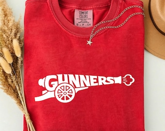 Arsenal Shirt, Gunners Tee, Cannon Font T-Shirt, Shirt for Gooners, English Premier League Fans, Unisex 100% Heavy Cotton,