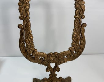 Vintage Vanity Cast Iron Victorian Art Nouveau Mirror Frame Stand