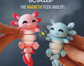 Juguete antiestrés articulado con forma de ajolote flexible / Mascota de escritorio magnética para sujetar con la mano