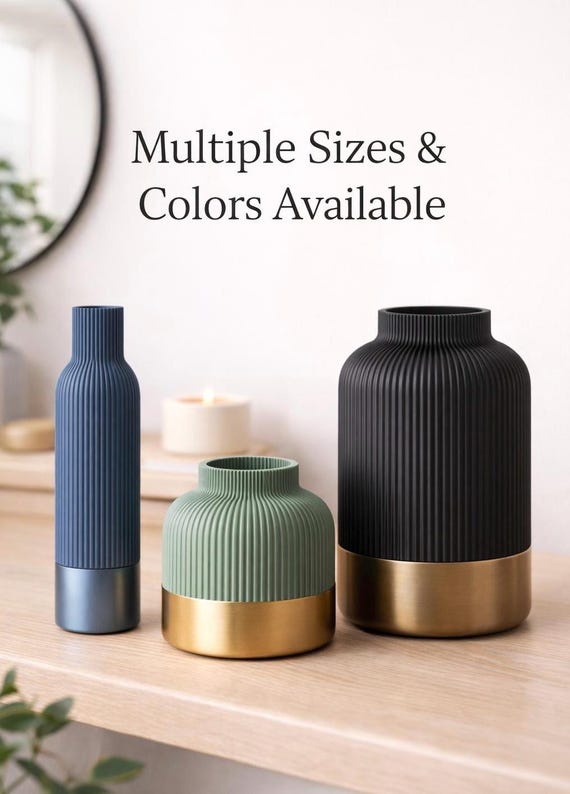 Japandi Ribbed Vase | Scandinavian Minimalist Decor | Modern Textured Flower Vase (3D Printed)