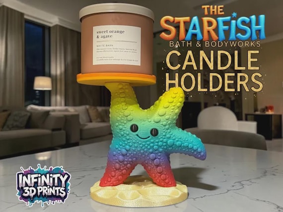 Starfish Bath & Body Candle Holder | Coastal Decor | Beach House Candle Display | Ocean Lover Gift | 3D Printed