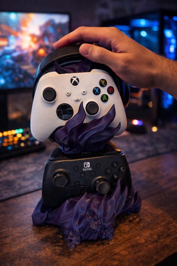 Xbox & Switch Controller Holder | Skull Gaming Stand | Headphone  Controller Organizer | Gamer Gift | Desk Setup Decor | 3D Printed