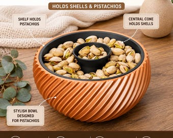 Cuenco de pistacho impreso en 3D / Plato doble para servir frutos secos