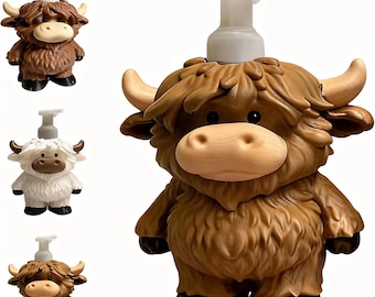 3D Printed Highland Cow Soap Dispenser | Farmhouse Kitchen Bathroom Decor