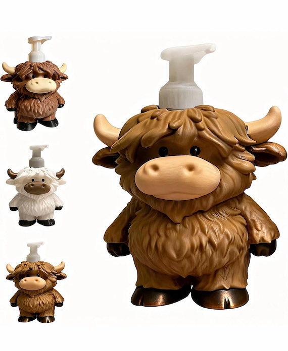 3D Printed Highland Cow Soap Dispenser | Farmhouse Kitchen Bathroom Decor