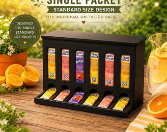 Organizador de sobres de bebidas de 6 ranuras / Dispensador por gravedad para Kool-Aid, Crystal Light