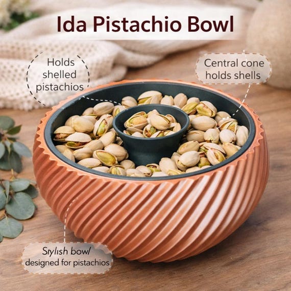 3D Printed Pistachio Bowl | Double Snack Serving Dish for Nuts