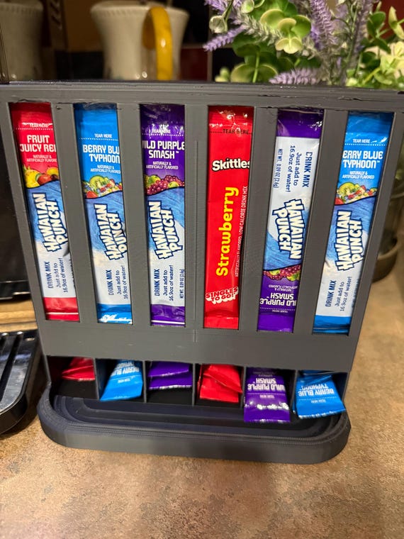Drink Mix Organizer – 6 Compartment Packet Holder for Countertop Storage