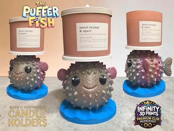 Puffer Fish Bath & Body Candle Holder | Coastal Decor | Beach House Candle Display | Ocean Lover Gift | 3D Printed