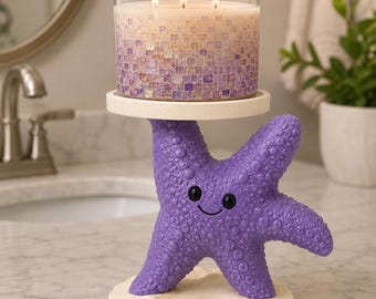 Portavelas con forma de estrella de mar impreso en 3D / Decoración para casas de playa costeras (Apto para velas de baño y corporales)