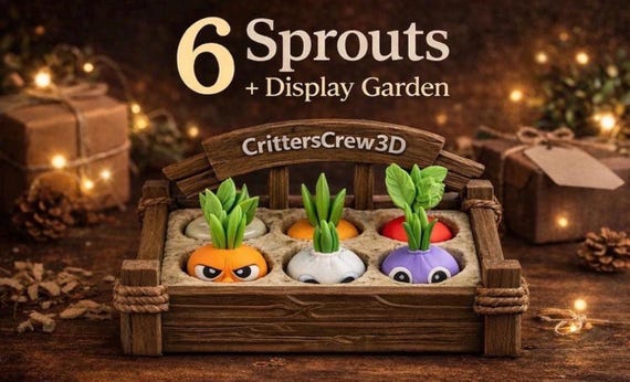Personalized Sprout Garden Set | Custom Name Pretend Play Toy | 3D Printed Kids Garden Play Food | Montessori Toy Gift for Kids