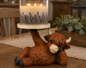 Highland Cow Candle Holder | 3D Printed Farmhouse Decor Accent