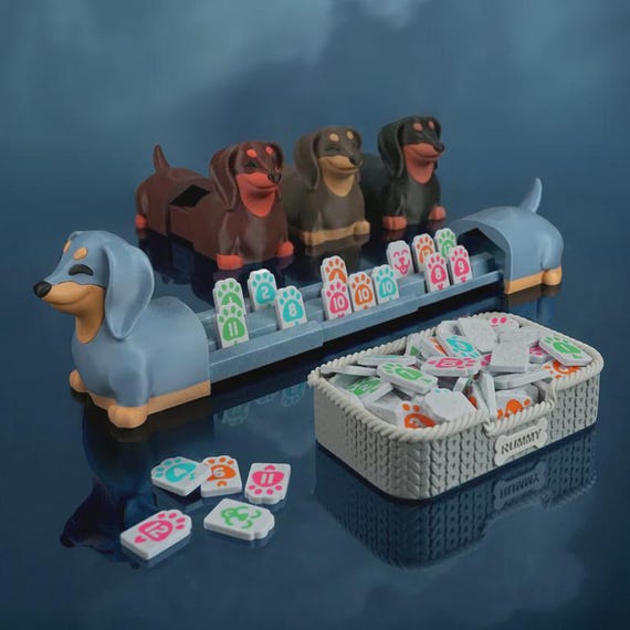 Dog Rummy Game Set with Storage Dog House | Family Game Night Board Game | Unique Gift for Dog Lovers