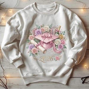 Class of 2026 Graduation Clipart, Pink Cap Floral Design, Coquette PNG ...