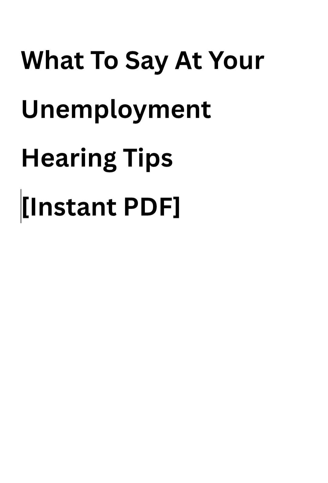 Hearing Script Unemployment Hearing Script | What to Say, Appeal Statement Template ...