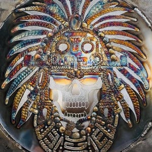 Tig-laskunst "Azteekse schedelkrijger"