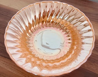 Vintage Fire King Peach Luster Swirl Bowl, Anchor Hocking Glass Bowl, Retro Serving Dish, Mid Century Kitchen Decor
