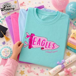 Camiseta personalizada con el logo de la mascota de la escuela, camiseta con banderín de mascota personalizada, camiseta de regreso a clases, regalo con letras universitarias para animar al equipo.