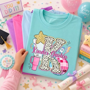 Camiseta personalizada para niña de jardín de infantes para la vuelta al cole, camiseta con nombre personalizado, diseño de leopardo y lápiz, regalo para el primer día de clases, atuendo elegante para el aula.