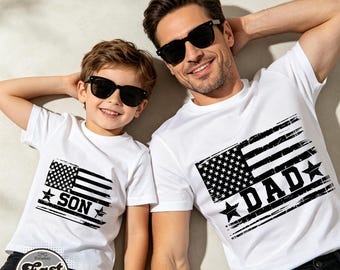 Vintage American Flag Dad Shirt,Father's Day Gift For Dad,Matching Father Son Outfits,Patriotic Father's Day Present For Husband Dad