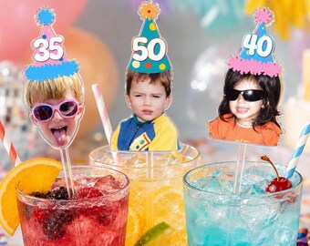 Custom Photo Drink Stirrers, Personalized Acrylic Swizzle Sticks, Birthday Party Favors