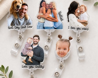 Custom Photo Badge Reel, Retractable Acrylic Holder, Nurse Office Worker Gift