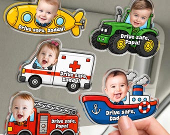 Custom Baby Face Car Visor Clip, Personalized Photo Keepsake for Dad, Father's Day Gift