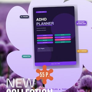 Planificador para TDAH (PDF imprimible) / Diario de rutina diaria, concentración y organización para adultos / Descarga instantánea