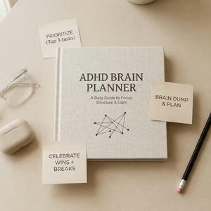 ADHD Brain Planner | Task Paralysis, Hyperfocus, Emotion Tracker (Digital PDF).