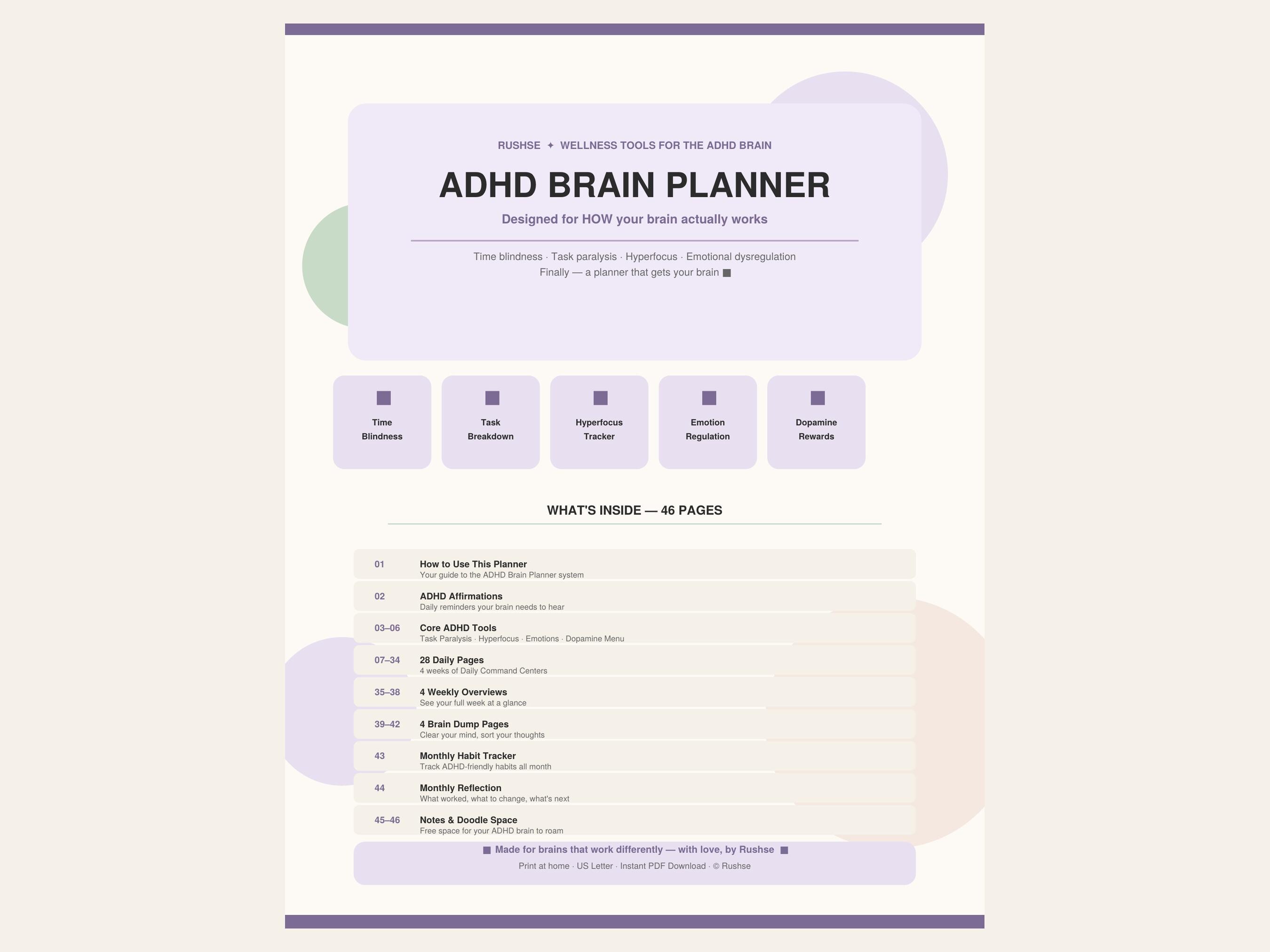 Task Paralysis Pdf ADHD Brain Planner | Task Paralysis, Hyperfocus, Emotion Tracker ...